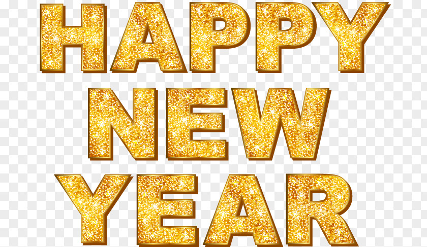 Gold Happy New Year English WordArt Year's Day PNG