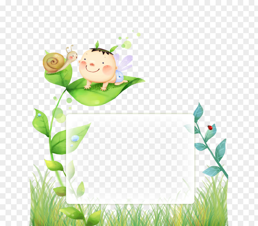 Illustration Doll On The Leaves And Snails Web Template PNG