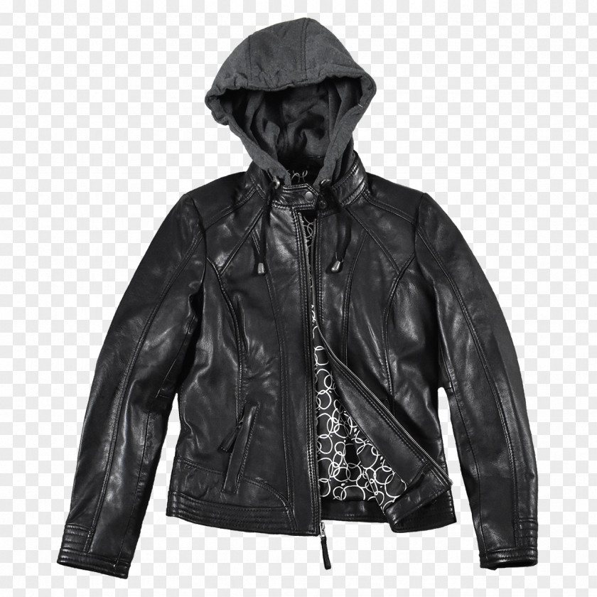 Leather Jacket With Hood Hoodie Sweater PNG