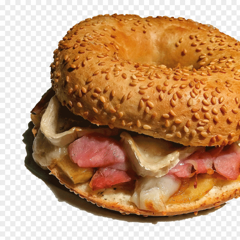 Bagel Breakfast Sandwich Ham And Cheese Full PNG