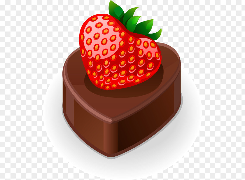 Hand Drawn Heart-shaped Chocolate Strawberry Cake Pie Pudding White PNG