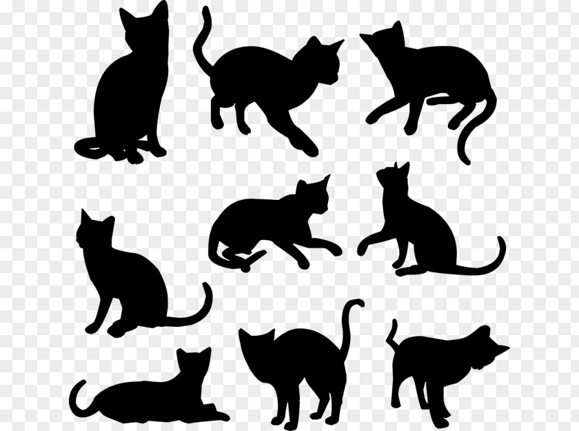 Cute Cat Silhouettes Black Kitten Silhouette PNG