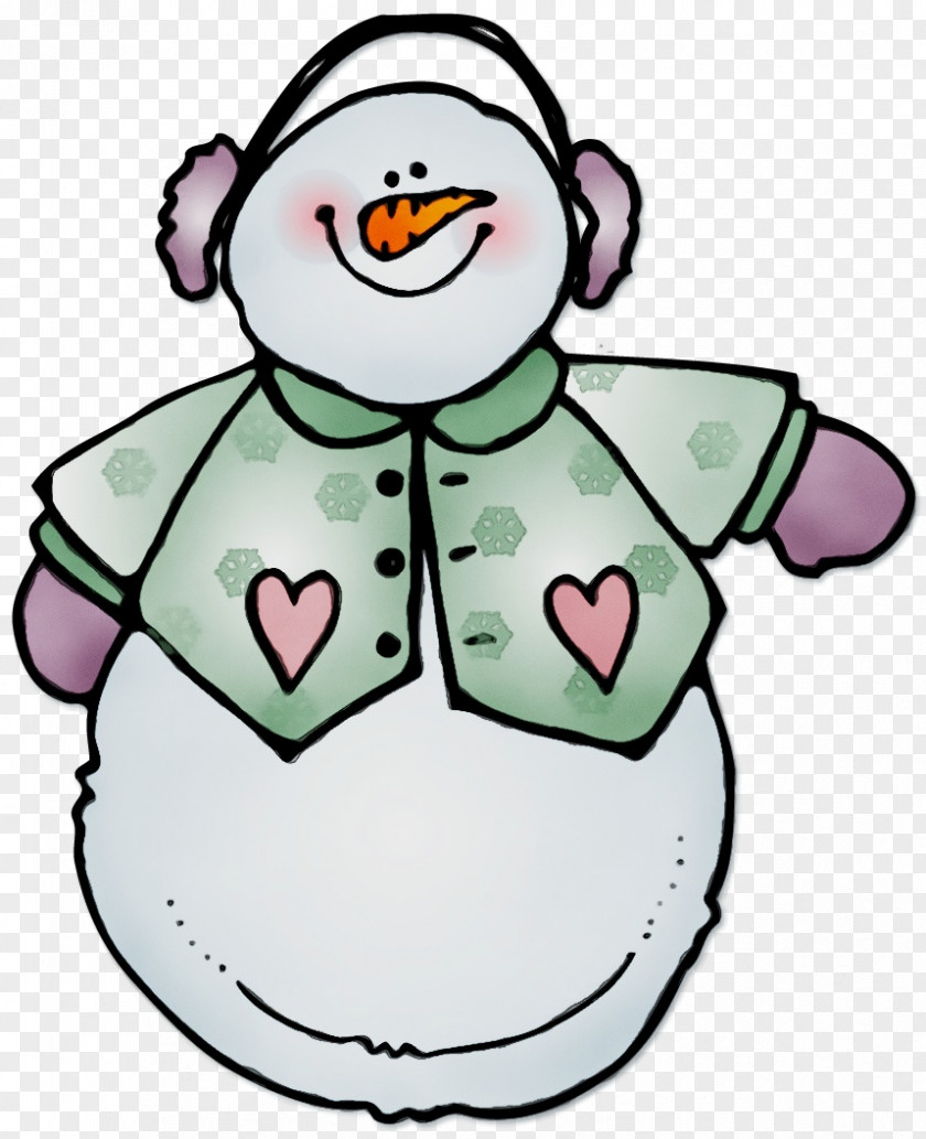 Pleased Line Art Snowman PNG