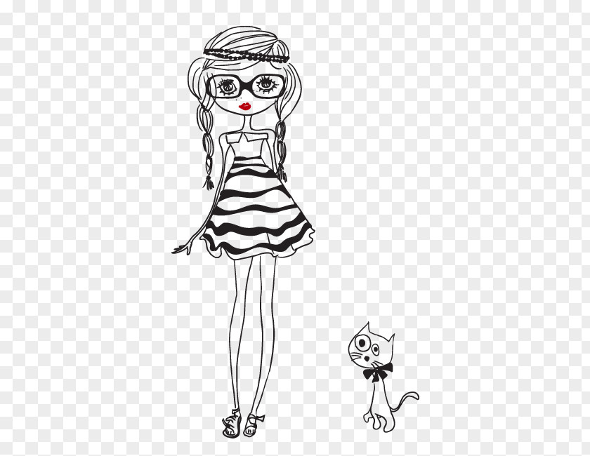 Silhouette Cartoon Boho-chic Black And White Sketch PNG