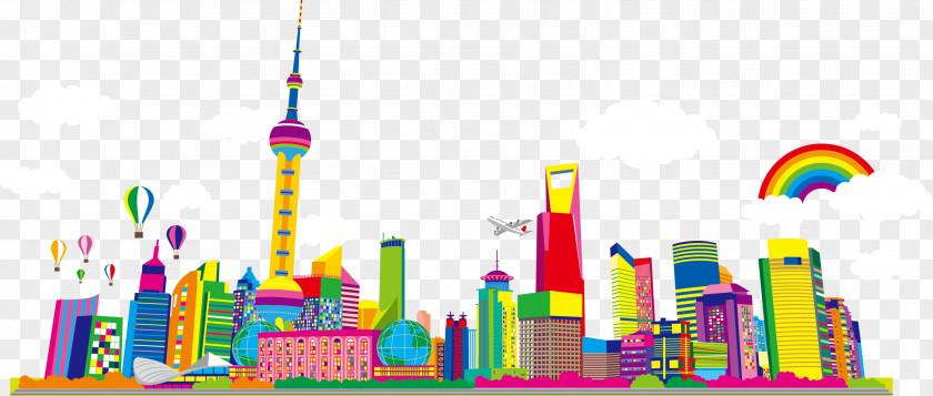 Cartoon Cute Color Shanghai City Oriental Pearl Tower PNG