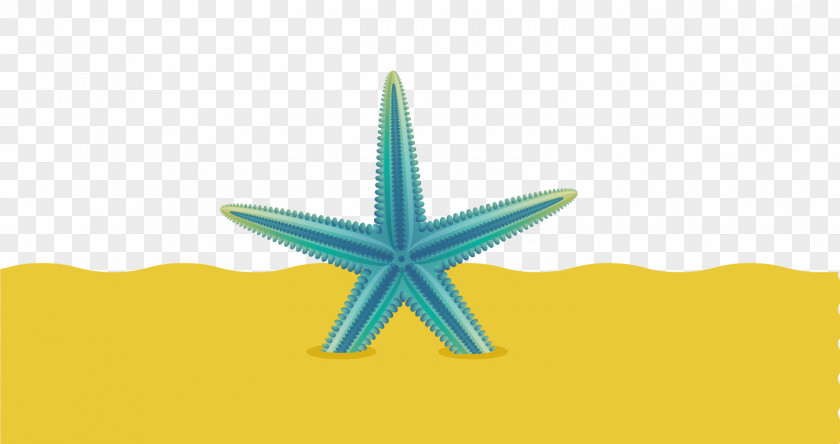Hand Painted Beach Starfish Vector Green Sky PNG