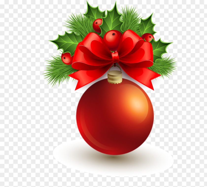 Red Christmas Tree Ball Bow Leaf Ornament PNG