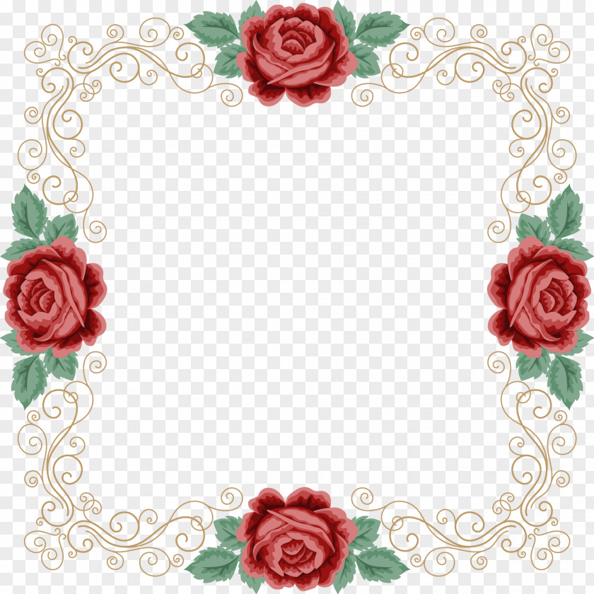 Rose Cane Frame Wedding Invitation Flower Illustration PNG