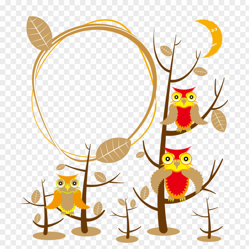 Tree Owl Cartoon Illustration PNG