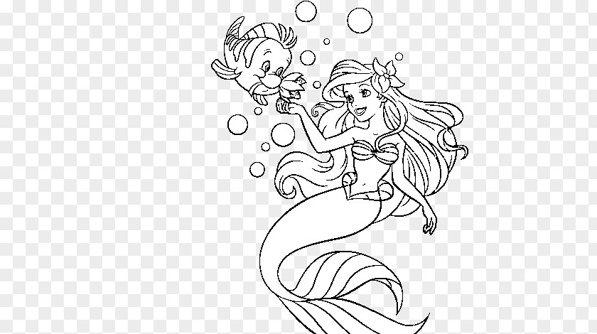 Flounder Little Mermaid Ariel Sebastian King Triton Coloring Book Drawing PNG