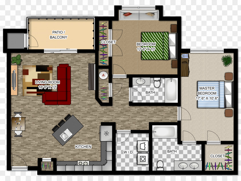 Furniture Floor Plan House Apartment River PNG