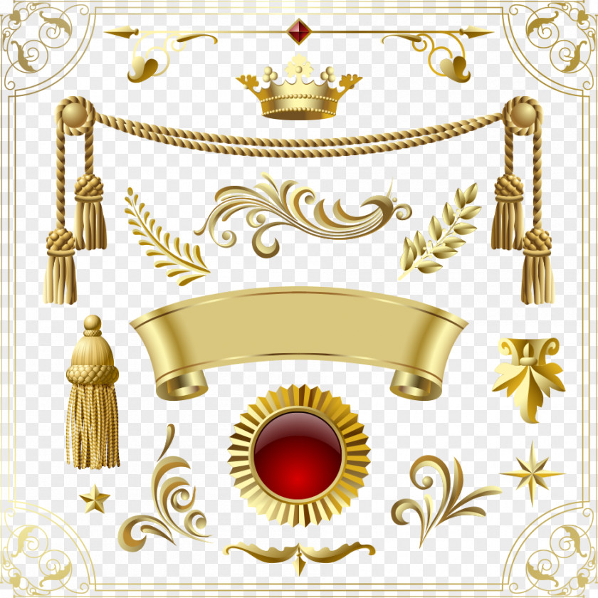 Vector Golden Crown And Banner Adobe Illustrator Icon PNG