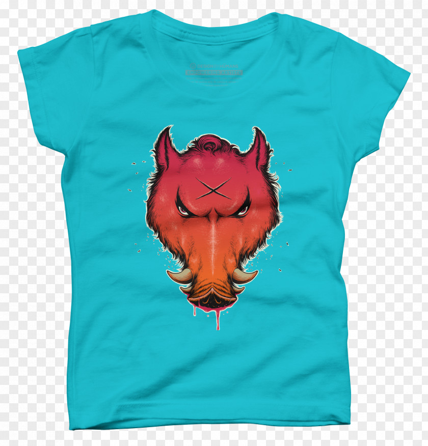 Boar T-shirt Turquoise Clothing Blue Sleeve PNG