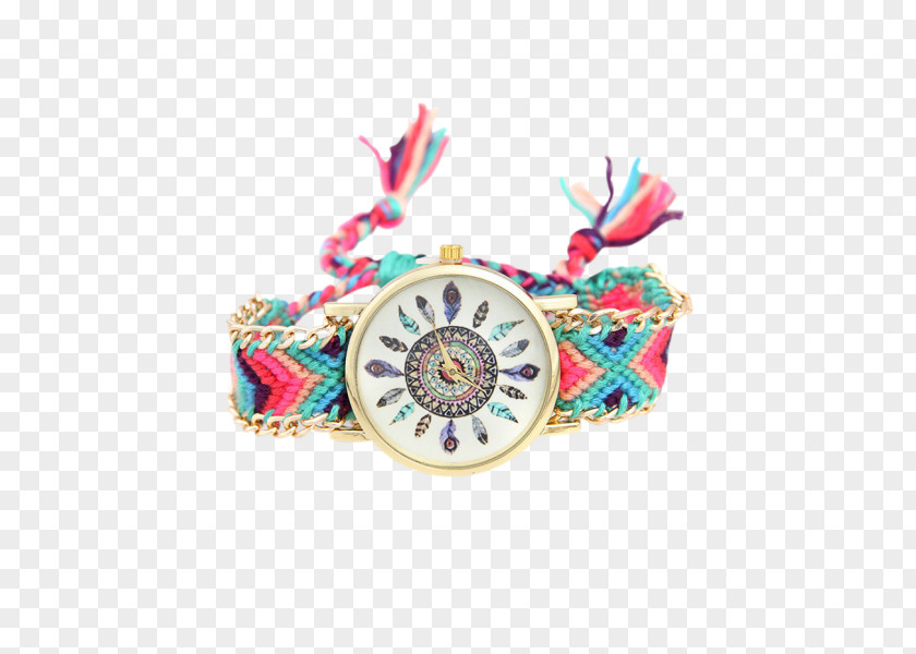 Feather Pattern Turquoise Dreamcatcher Dial Watch Clock PNG