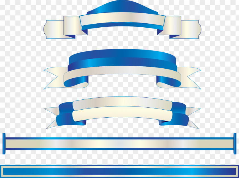 Vector Hand-painted Blue Satin Label Ribbon PNG