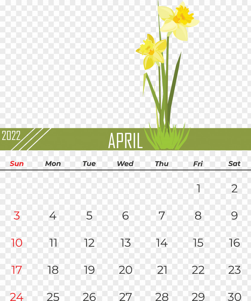 Flower Line Calendar Font Yellow PNG