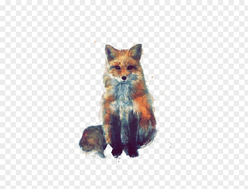 Squatting Fox Visual Arts Amy Hamilton Design + Illustration Illustrator Watercolor Painting PNG