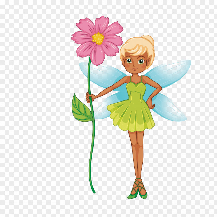 Vector Fashion Classic Lvqun Yellow Hair Elf Fairy Illustration PNG