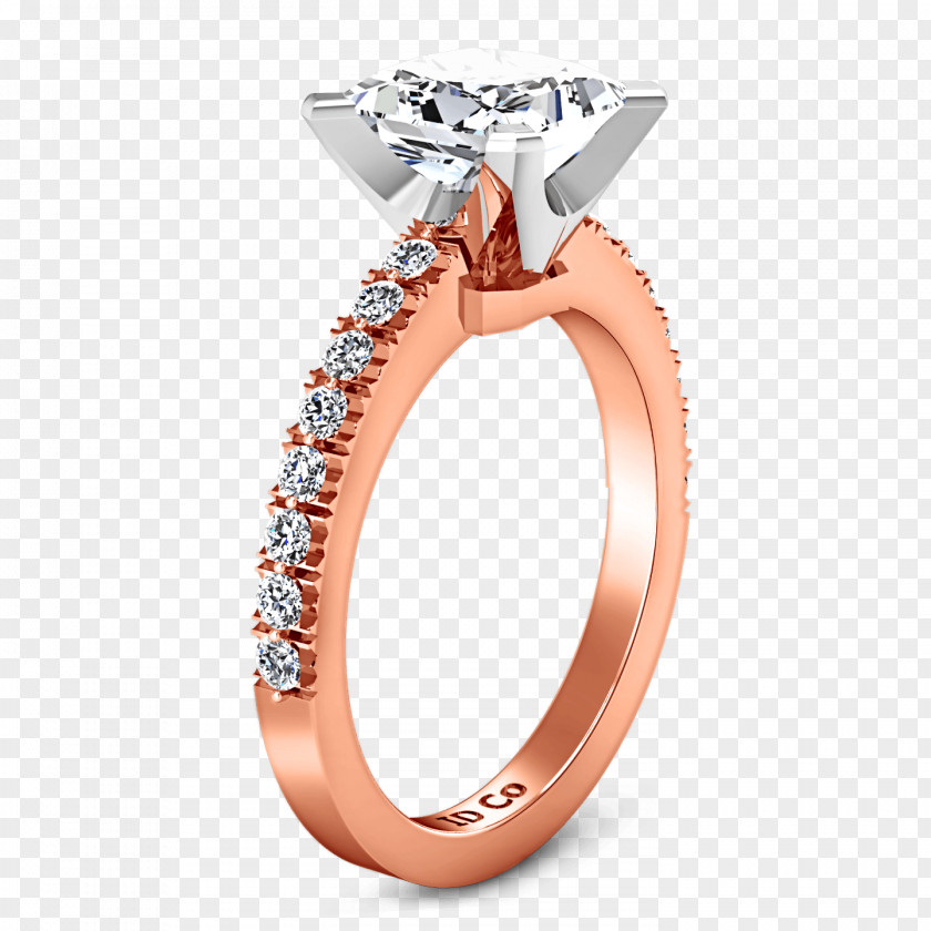 Diamond Cut Princess Engagement Ring PNG