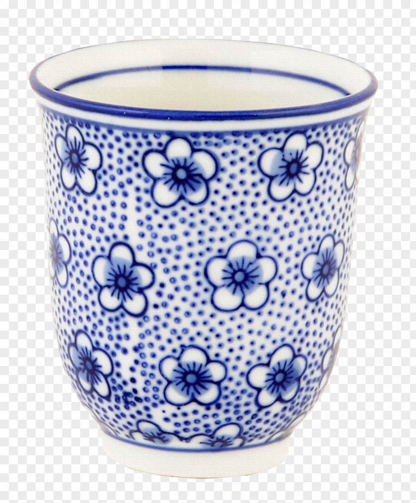 Glass Ceramic Blue And White Pottery Flowerpot Mug PNG