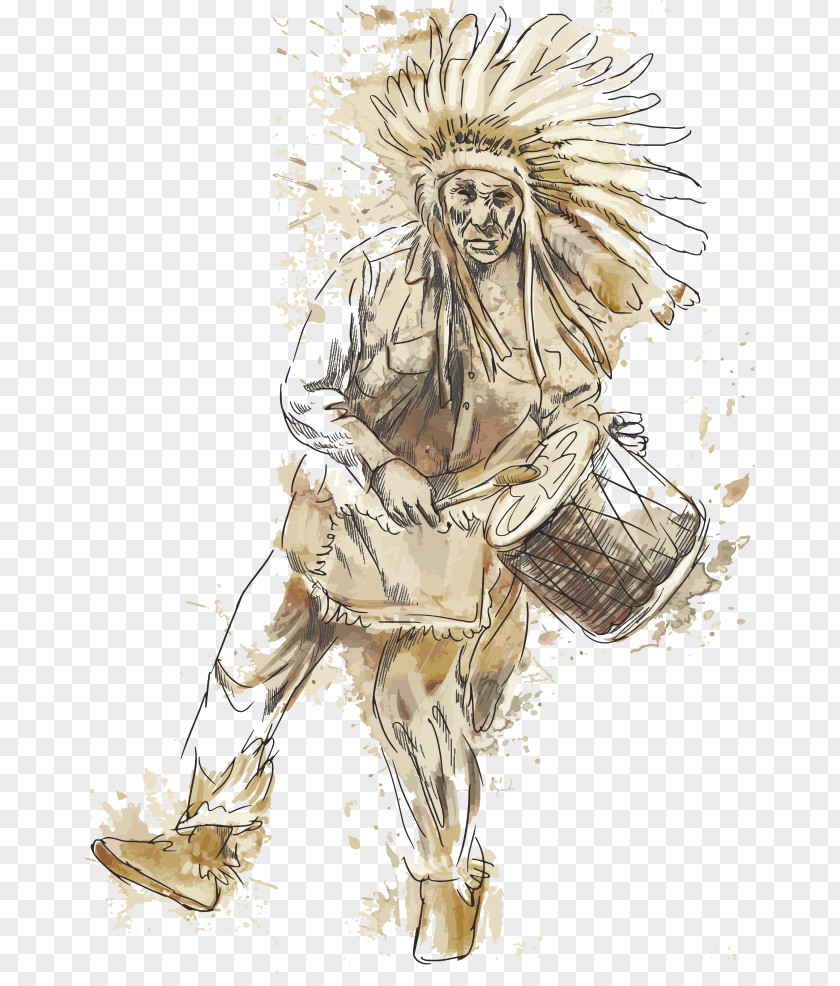 Vector Drums Indians Drawing Indigenous Peoples Of The Americas Illustration PNG