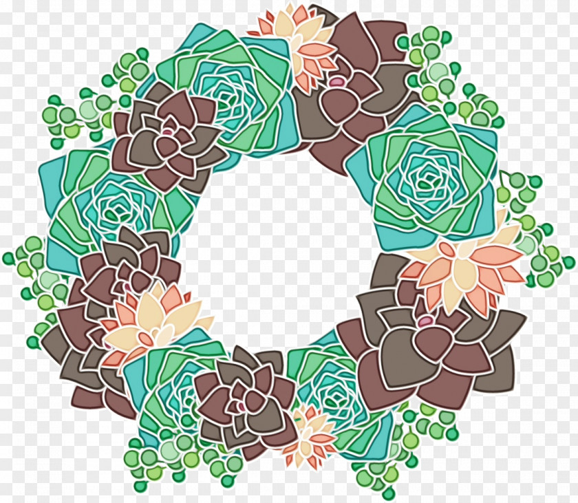 Art Symbol Watercolor Flower Wreath PNG