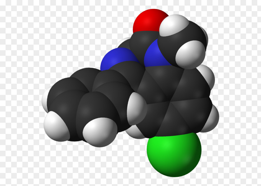 Diazepam Pharmaceutical Drug Molecular Model Molecule Space-filling PNG