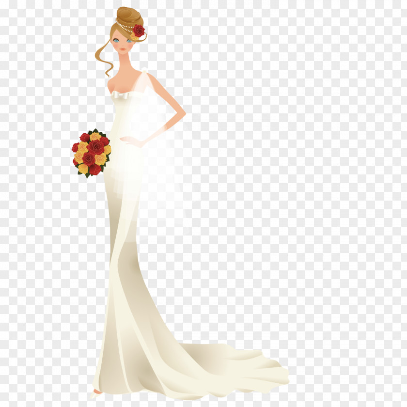Hand The Bride With Wildflowers Wedding Dress Shoulder Party PNG