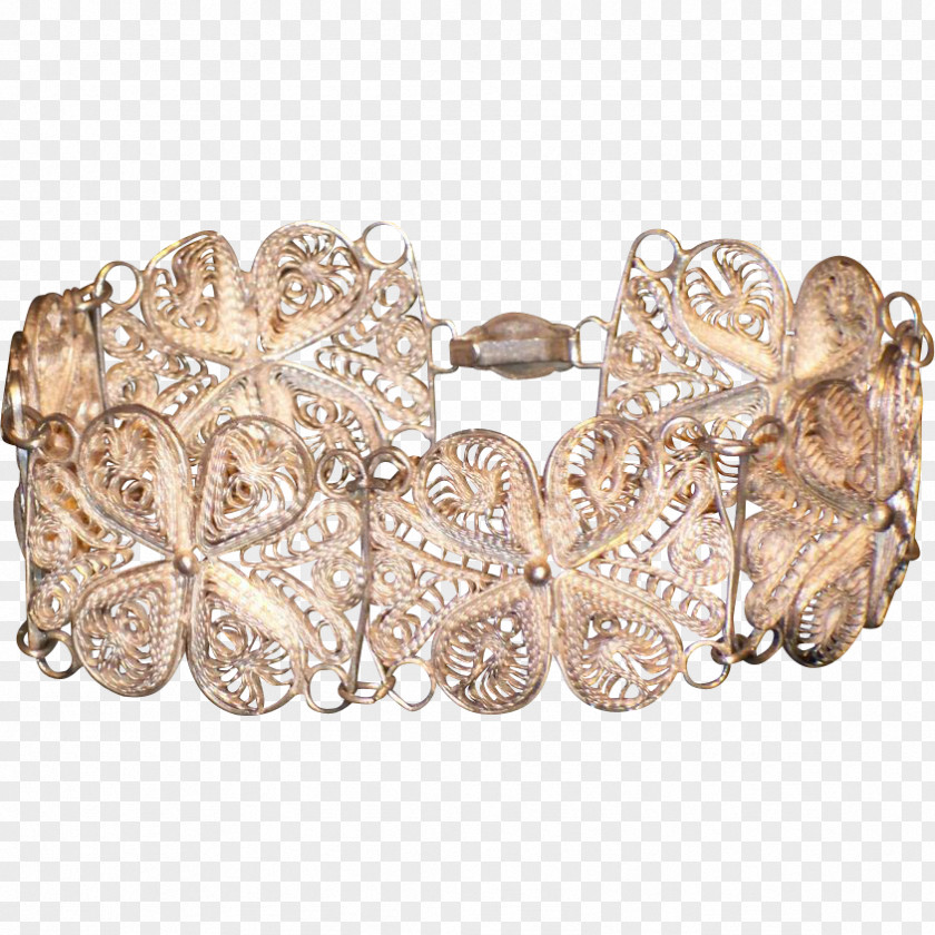 Silver Bracelet Filigree Sterling Antique PNG