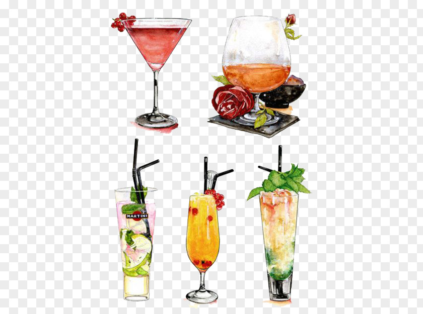 Watercolor Drink Ice Cream Cocktail Garnish Juice Sea Breeze PNG