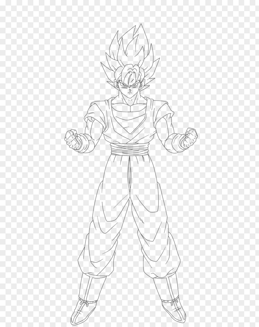 Son Goku Super Saiyan Line Art Sketch PNG