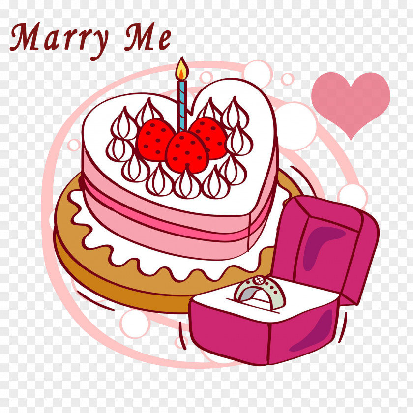 Valentine's Day Birthday Cake Engagement Ring Wedding Illustration PNG