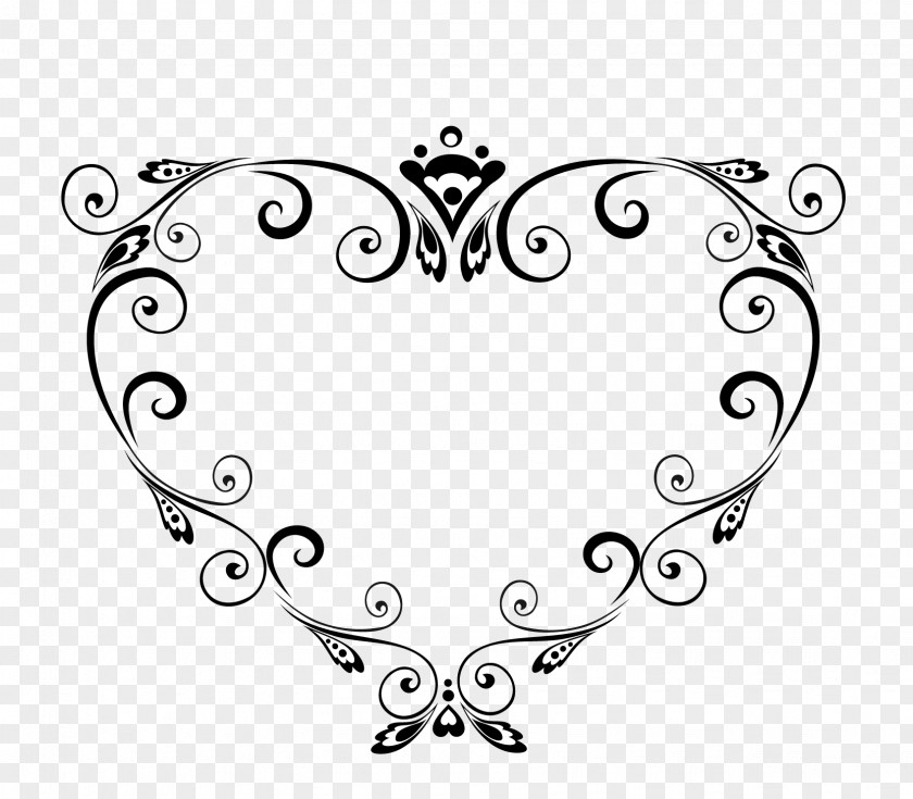 Heart-shaped Border Vector Black And White Heart Line PNG