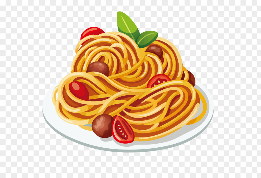 Vector Pasta Italian Cuisine Spaghetti With Meatballs Clip Art PNG