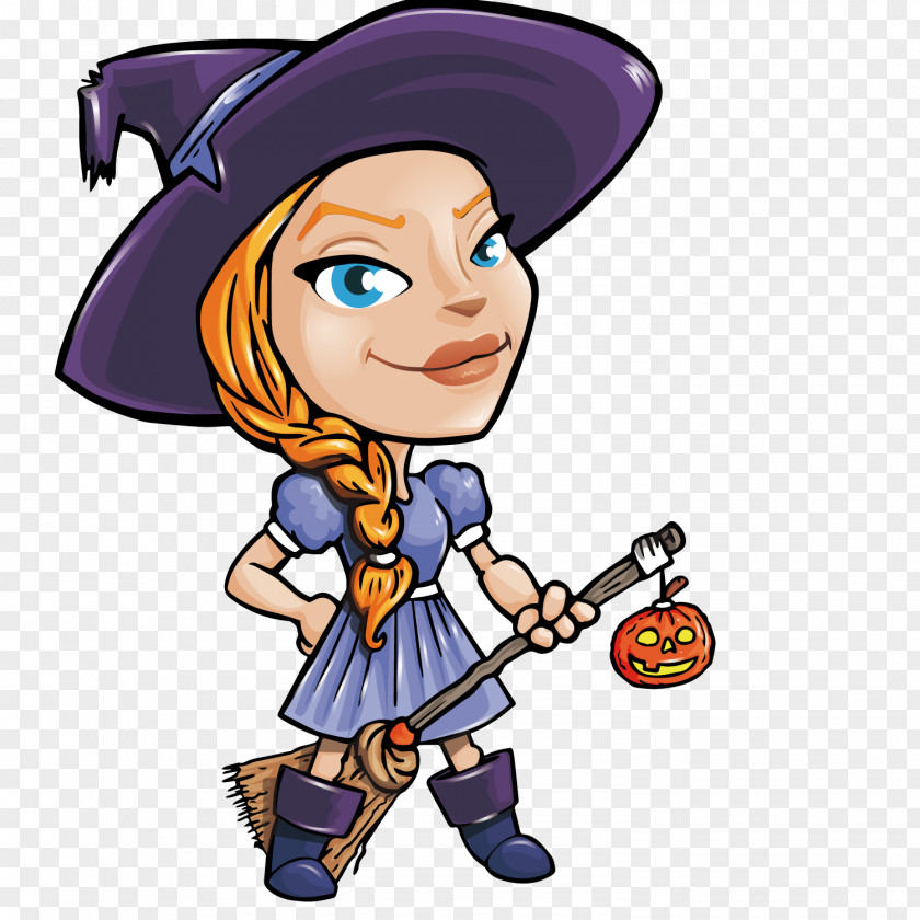 Cartoon Witch Boszorkxe1ny Halloween Hexenbesen Broom Ceiling PNG