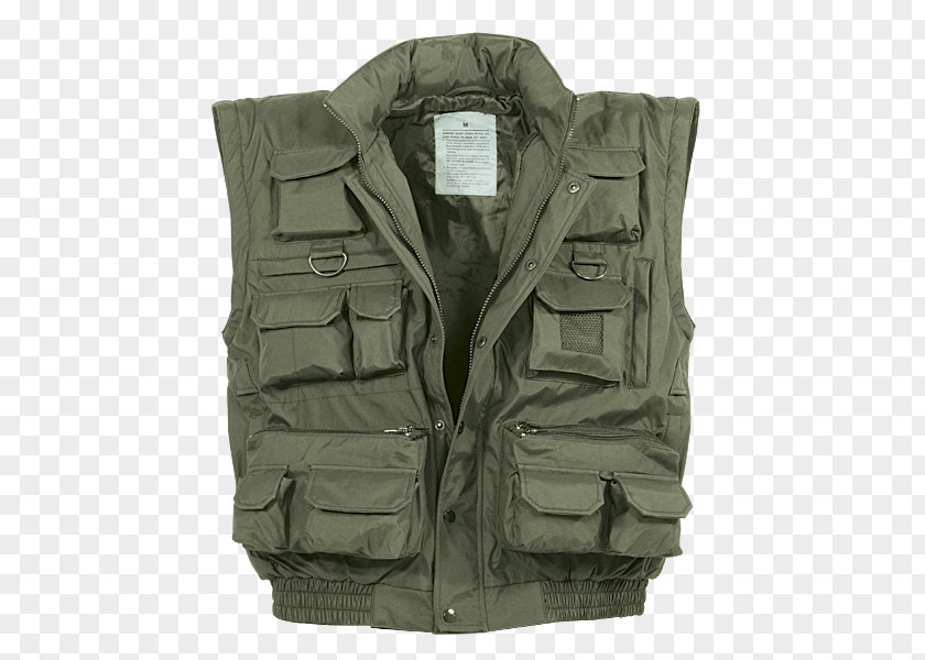 Jacket Gilets Sleeve Pocket Khaki PNG