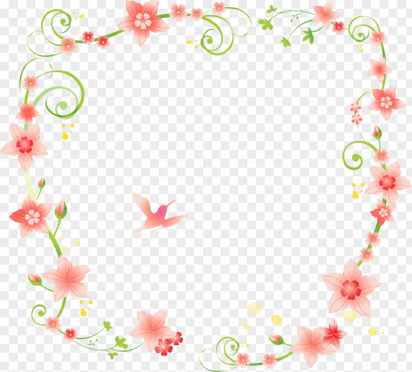 Red Floral Border Flower PNG