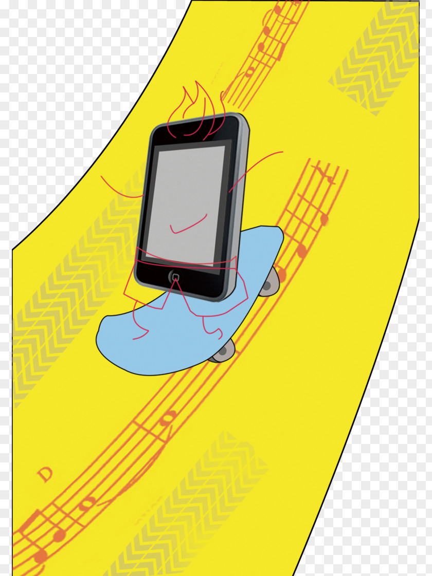 Skateboard On The Phone IPod Touch Illustration PNG