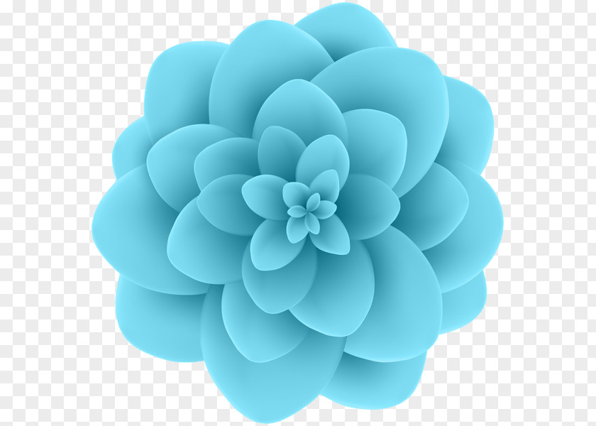 Aqua Frame Blue Flower Clip Art PNG