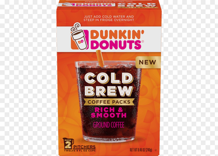 Coffee Iced Cold Brew Brewed Dunkin' Donuts PNG