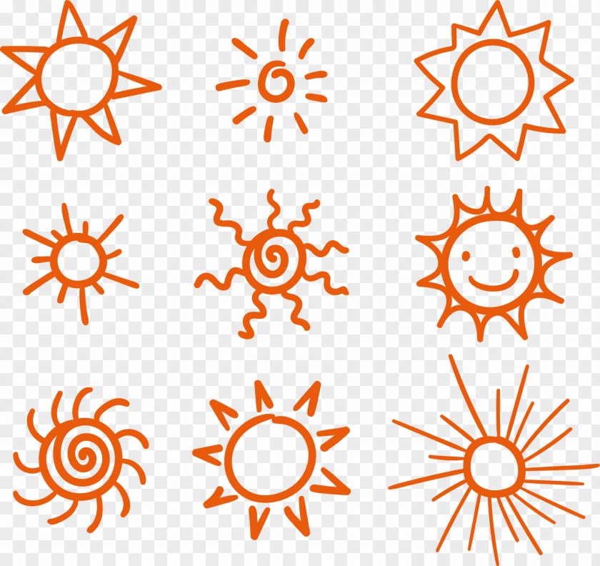 9 Hand-painted Sun Vector Material Cartoon PNG