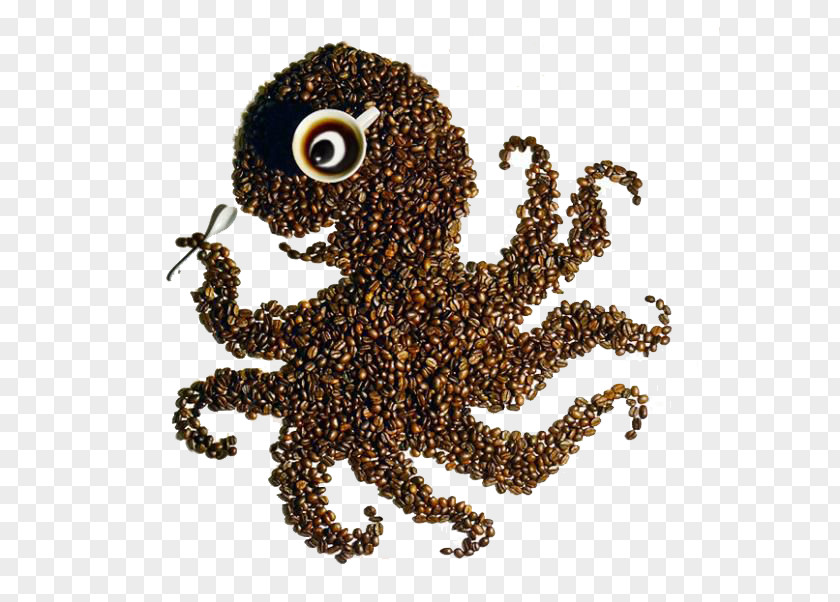 Take A Spoon Octopus Coffee Bean Latte Cafe Kopi Luwak PNG