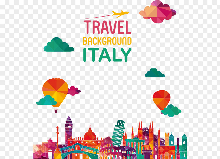 Color City Skyline Leaning Tower Of Pisa Travel Line Art Illustration PNG