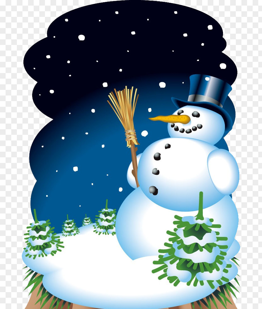 Take This Broom Snowman Christmas Illustration PNG