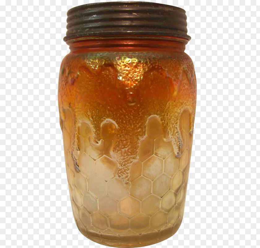 Jar Of Honey Carnival Glass Mason Champagne Fenton Art Company PNG