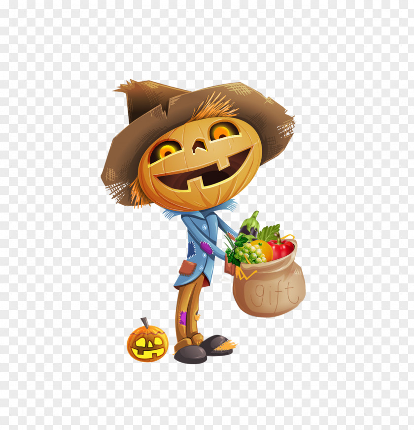 Cute Little Devil Pumpkin Halloween Jack-o-lantern Scarecrow PNG