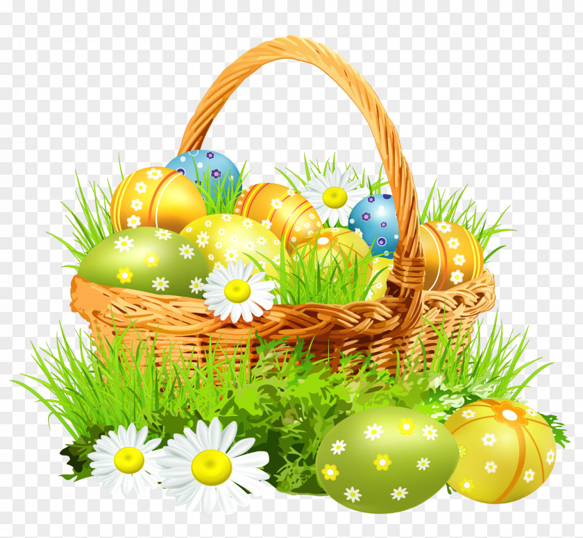 Easter Basket With Eggsand Daisies Clipart Picture Bunny Clip Art PNG