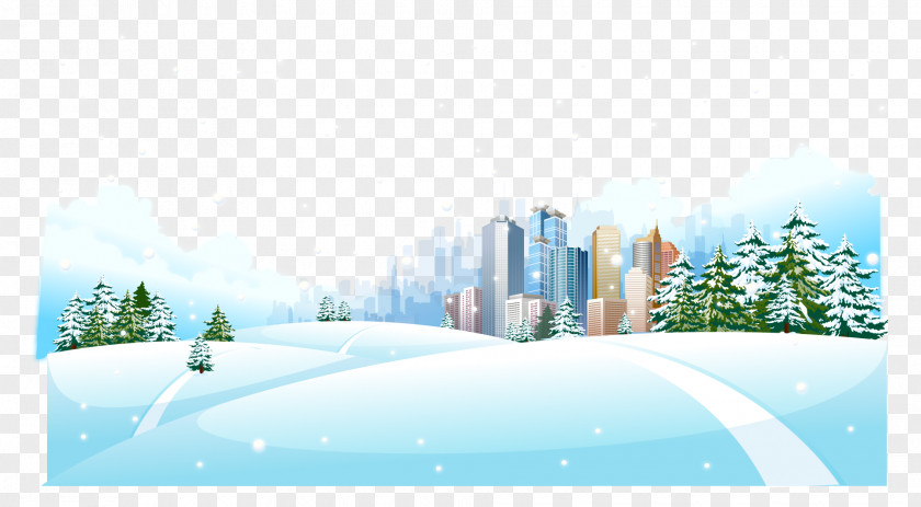 Vector Winter City Poster Background Factors Snow Illustration PNG