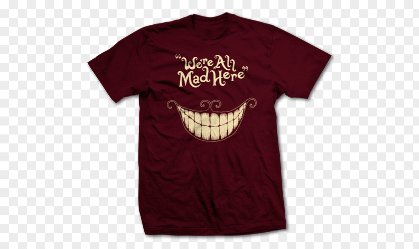 We Are All Mad Here T-shirt Cheshire Cat Alice's Adventures In Wonderland Top PNG