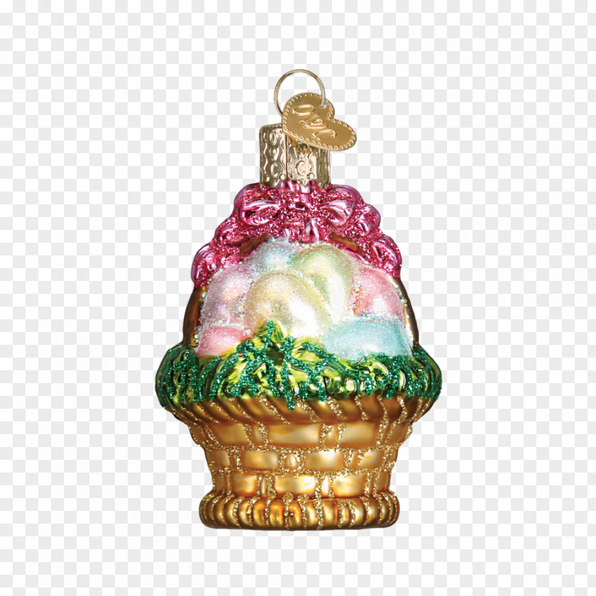 Eggs Basket Christmas Ornament Easter Bunny Glass PNG